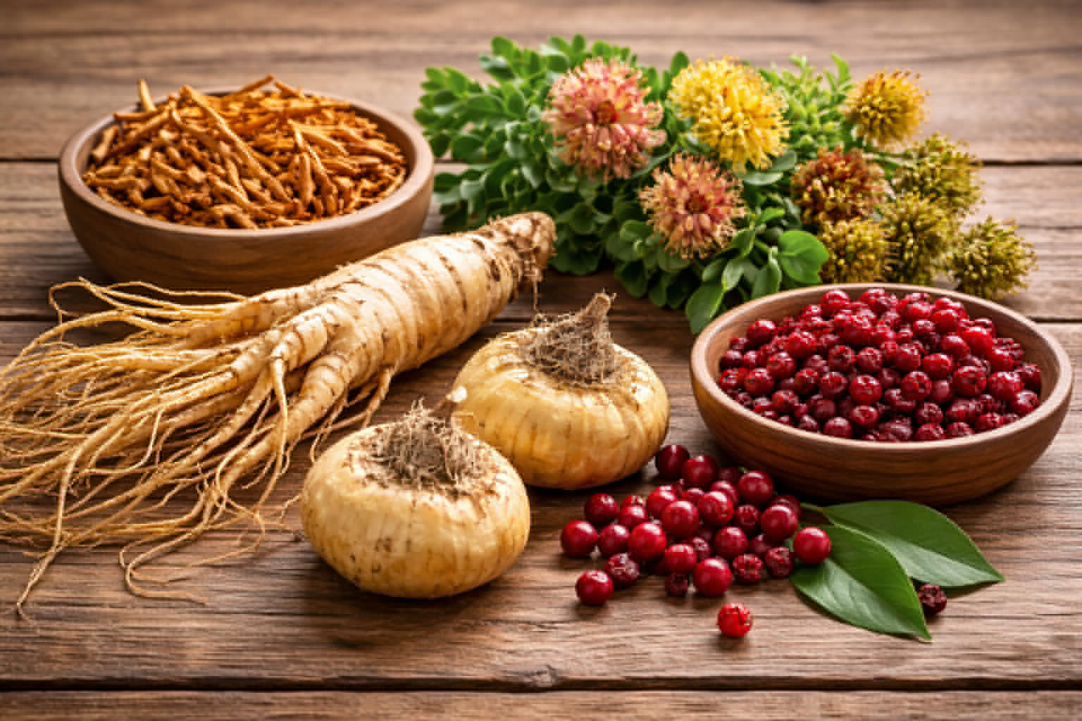 Ingredients in many herbal sexual enhancers: Ginseng, Cordyceps, Rhodiola, Schisandra and Maca